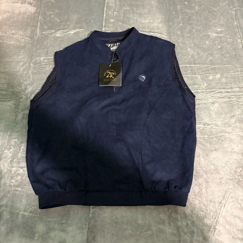 Zero Restriction Womens Large MicroSuede Vest Blue Pull Over Preppy